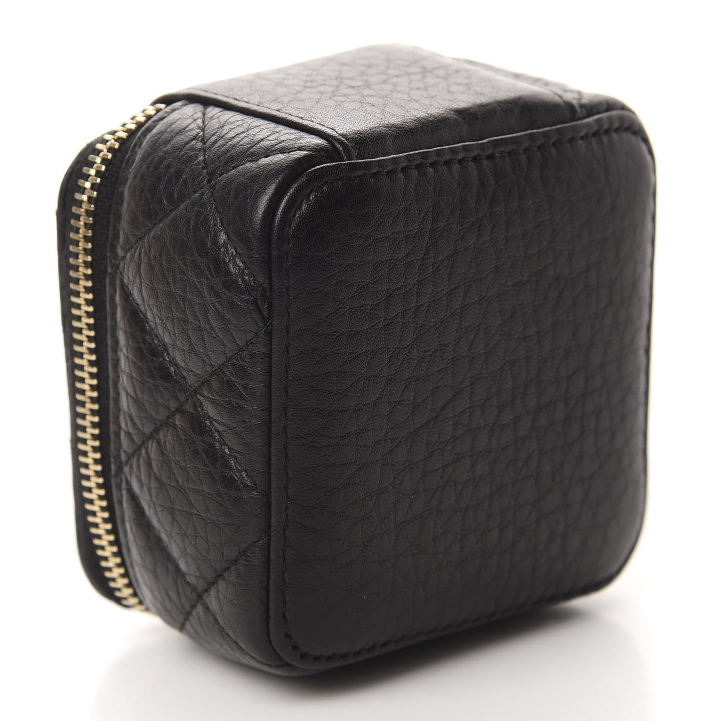 Calfskin Quilted Jewelry Travel Case Black