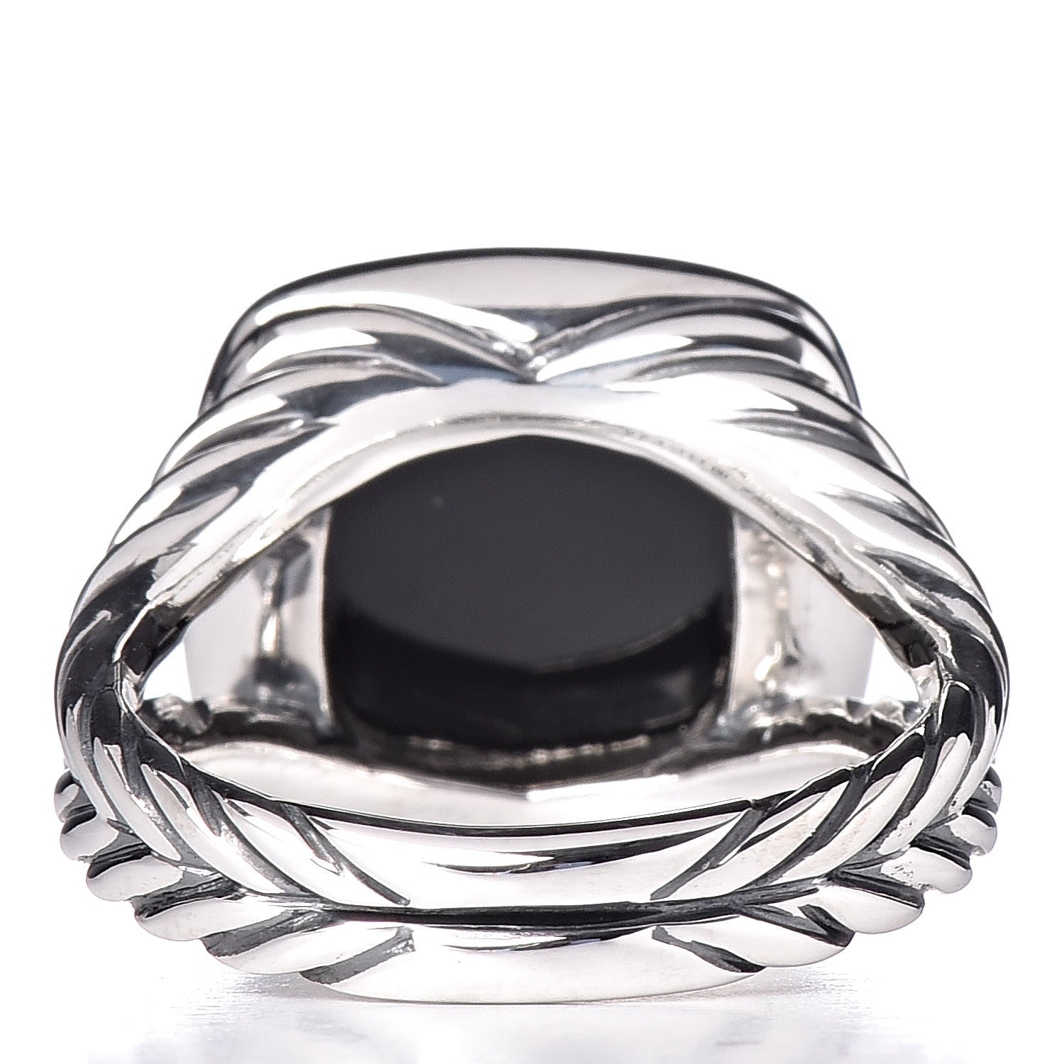 David Yurman Sterling Silver Diamond Black Onyx 11mm Albion Ring 52 6 4 of 5