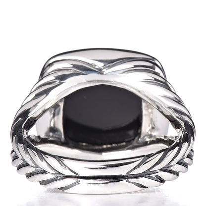David Yurman Sterling Silver Diamond Black Onyx 11mm Albion Ring 52 6 4 of 5