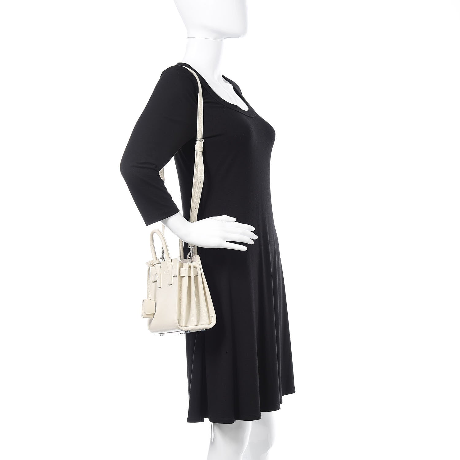 Saint Laurent Grained Calfskin Nano Sac de Jour Dove White 2 of 13