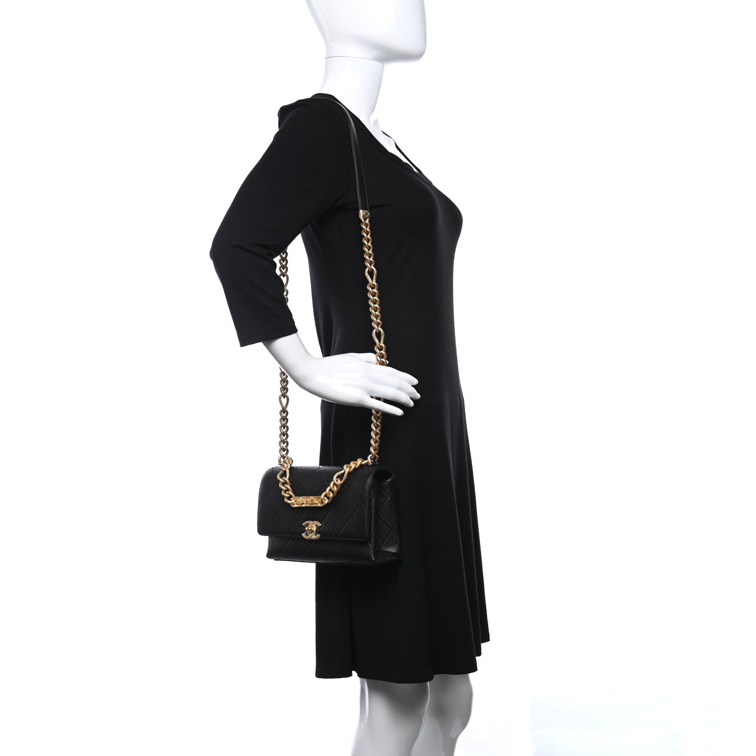 Chanel Caviar Quilted Mini Bracelet On Chain Flap Black 2 of 11