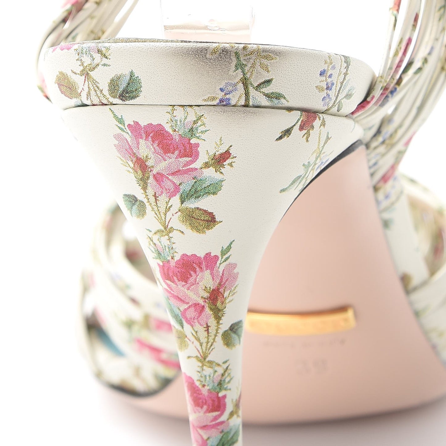 Calfskin Calico Print Allie Sandals 39 Ivory Multicolor