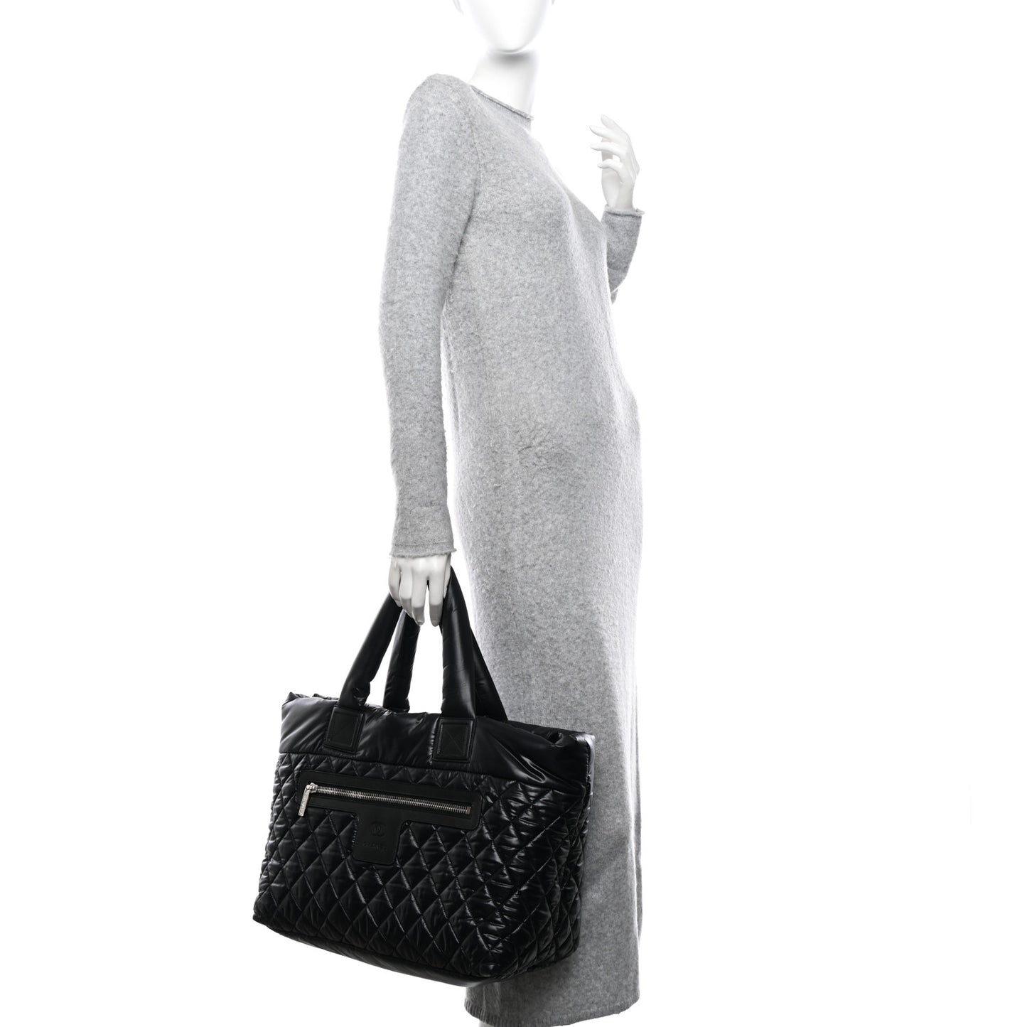 Nylon Quilted Large Coco Cocoon Tote Black