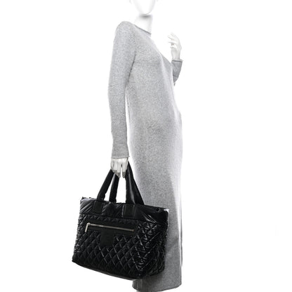 Chanel Nylon Quilted Large Coco Cocoon Tote Black 2 of 9