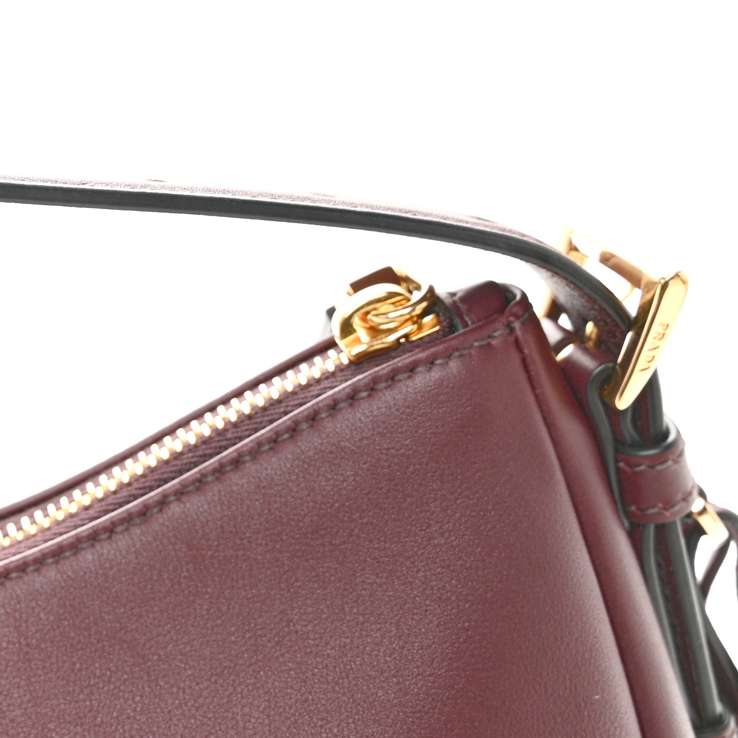 Prada Soft Calfskin Medium Aimée Shoulder Bag Burgundy 11 of 11