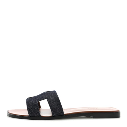 Hermes Denim Canvas Oran Sandals 41 Bleu Brut 1 of 8