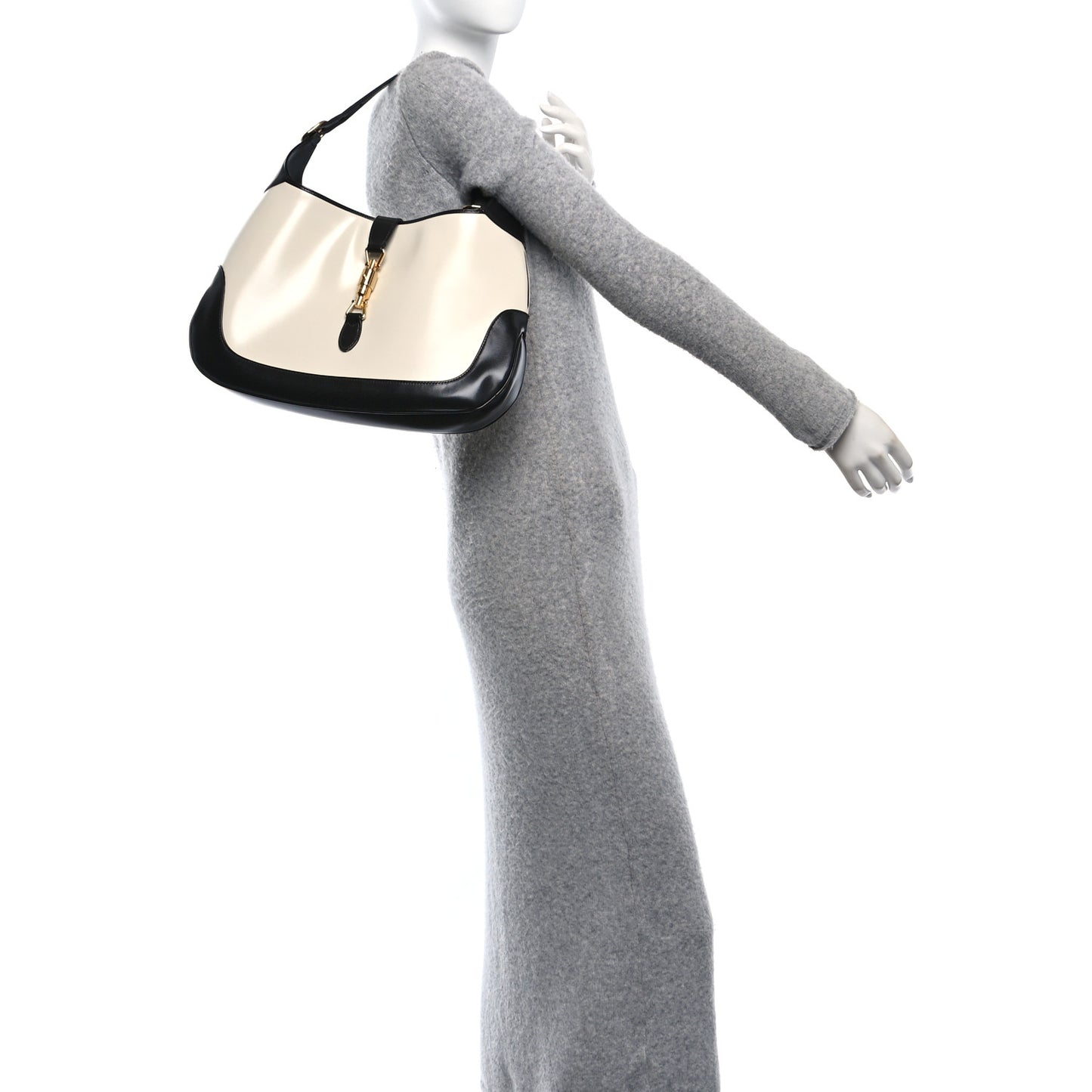 Boarded Dyana Lux Calfskin Bi-Color Medium Jackie 1961 Hobo Mystic White Black