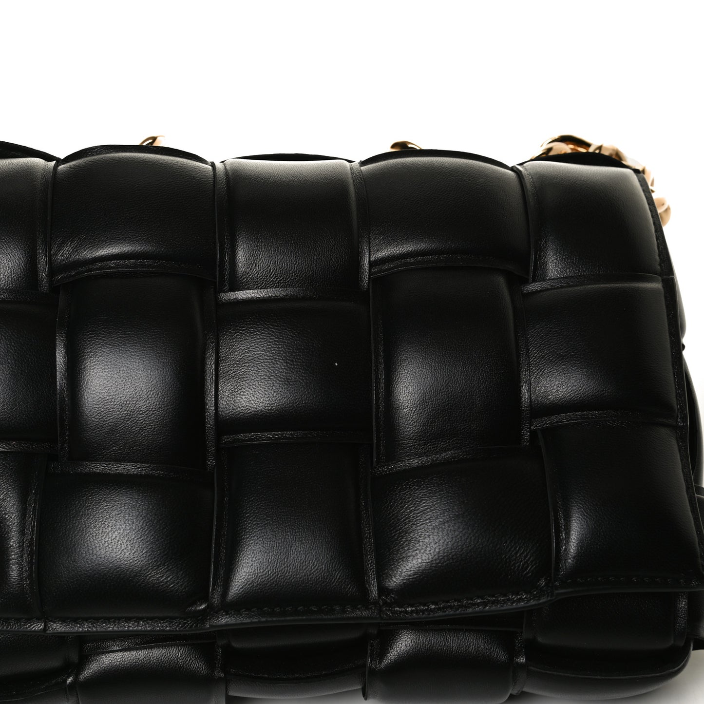 Lambskin Maxi Intreccio Padded Chain Cassette Crossbody Bag Black