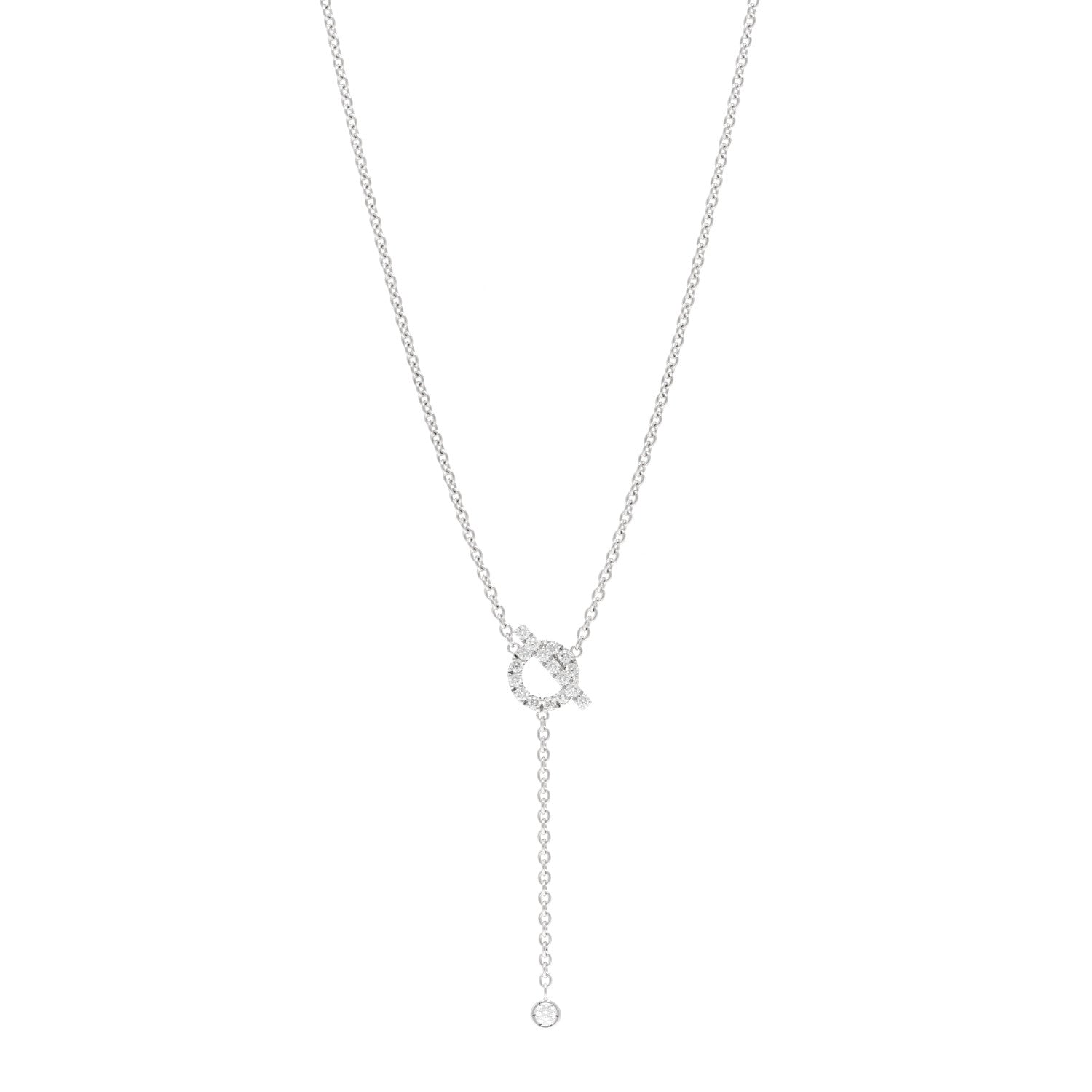 Hermes 18K White Gold Diamond Finesse Lariat Necklace 1 of 5