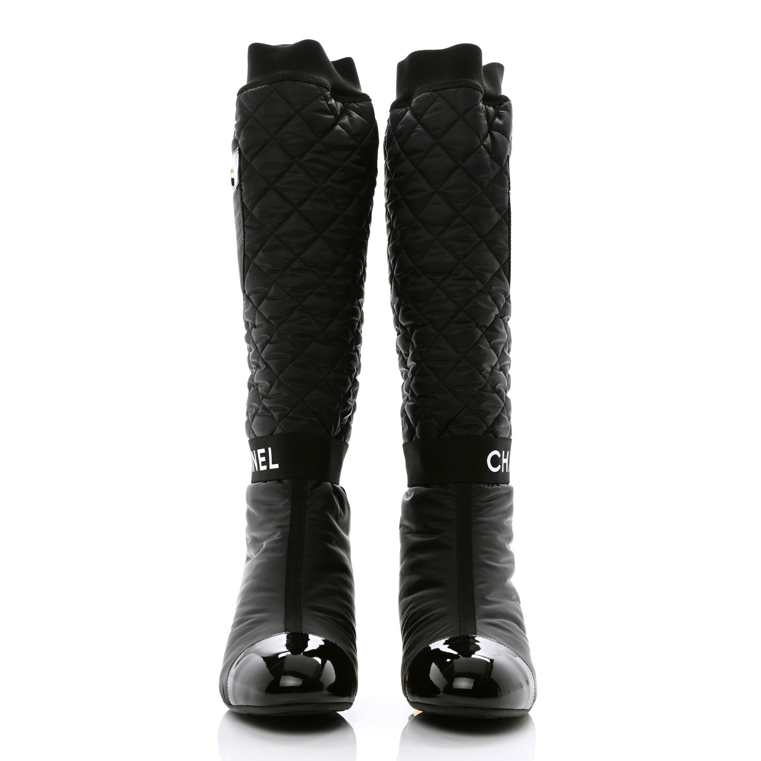 Chanel Mixed Fibers Lambskin Patent Calfskin High Boots 36 Black 2 of 10