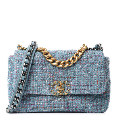 Chanel Tweed Quilted Medium 19 Flap Blue Multicolor 1 of 10