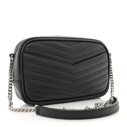 Saint Laurent Grain De Poudre Matelasse Monogram Mini Lou Camera Bag Black 3 of 11