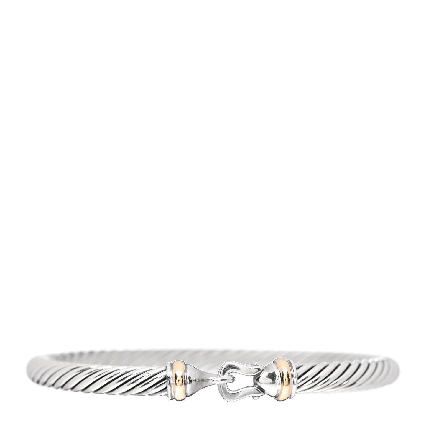 Sterling Silver 18K Yellow Gold 5mm Cable Classic Buckle Bracelet