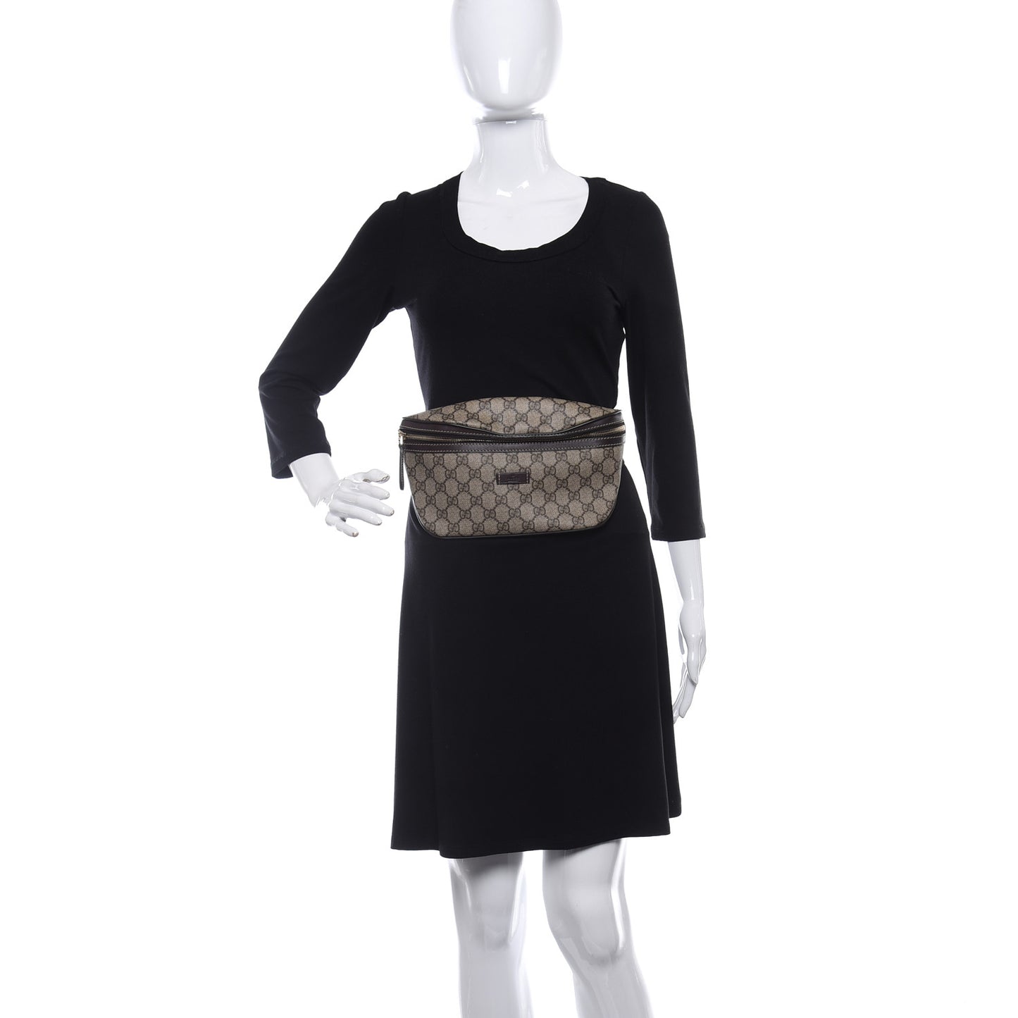 GG Supreme Monogram Belt Bag Dark Brown