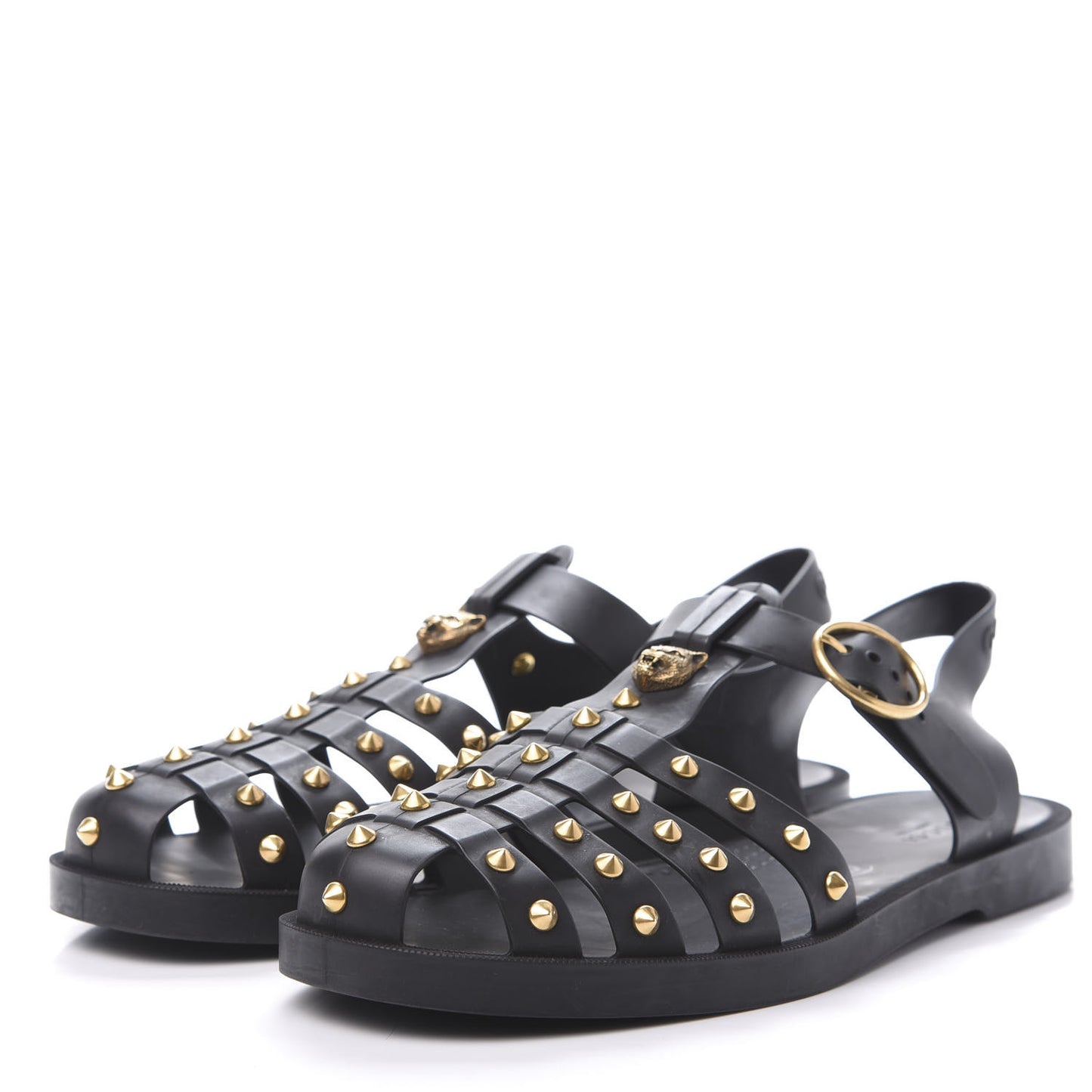 Rubber Crystal Mens Buckle Strap Sandals 8 Black