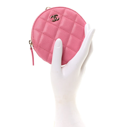 Chanel Caviar Quilted Round Clip On Coin Purse Pink 2 of 8