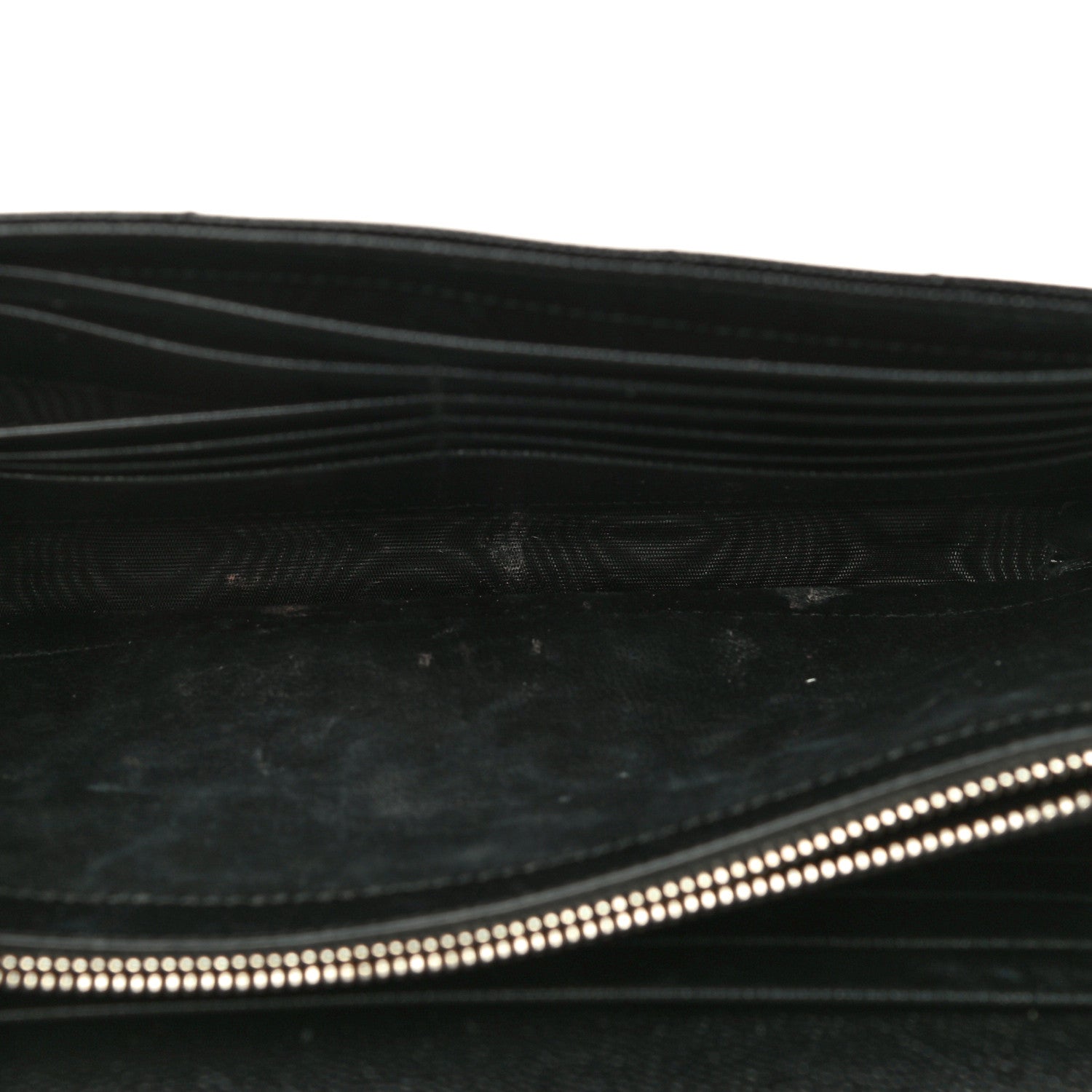 Saint Laurent Grain De Poudre Matelasse Chevron Monogram Chain Wallet Black 17 of 21