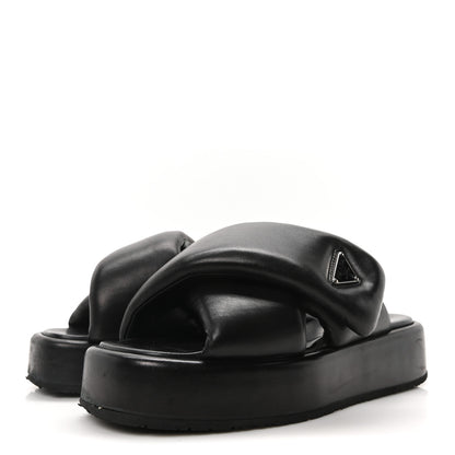 Prada Nappa Padded Platform Slingback Sandals 39.5 Black 4 of 8