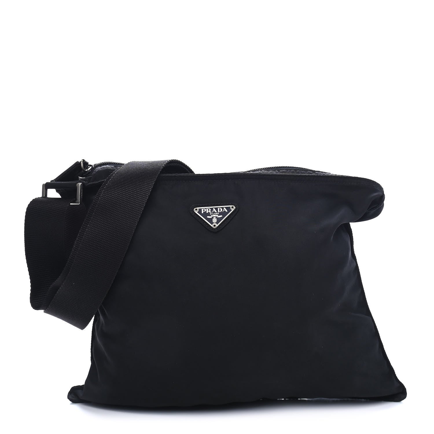 Prada Nylon Vela Flat Messenger Bag Black 1 of 9
