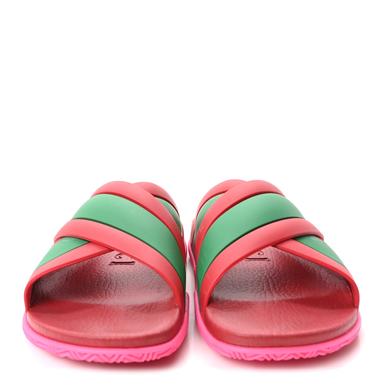 Gucci Rubber Web Womens Criss Cross Slide Sandals 36 Coral New Shamarock 3 of 9