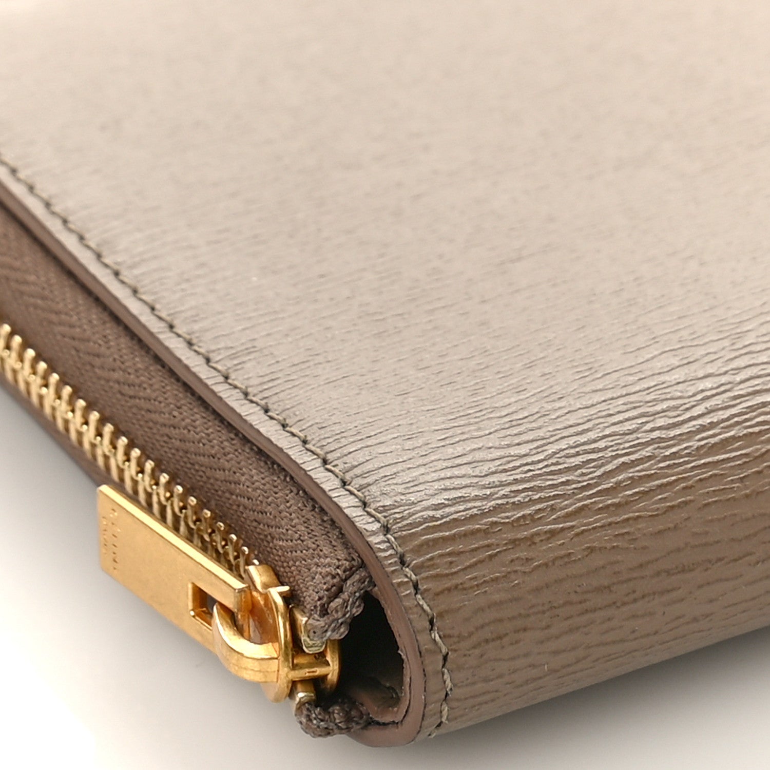 Celine Grained Calfskin Compact Zipped Wallet Kohl 7 of 9