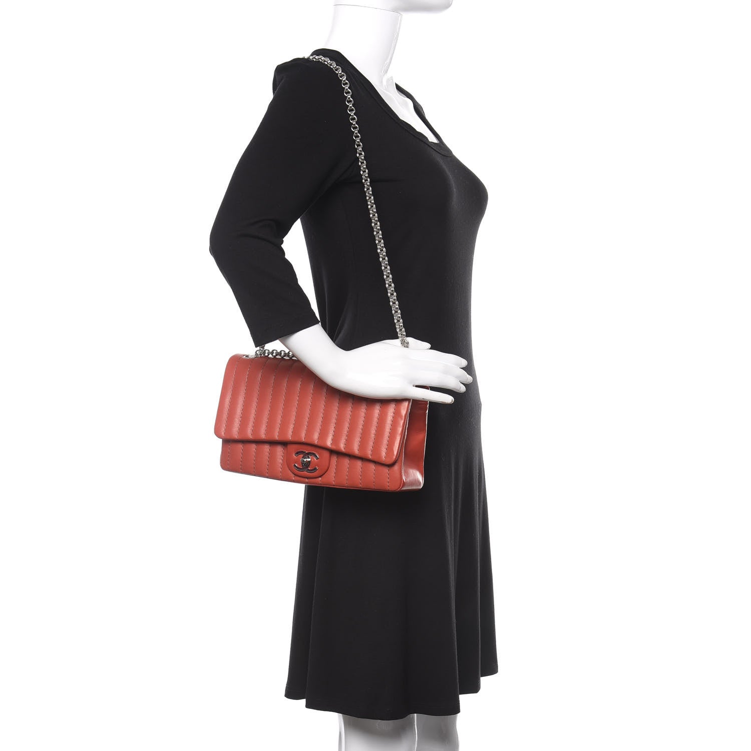 Chanel Lambskin Vertical Quilted Medium Single Flap Red 2 of 13