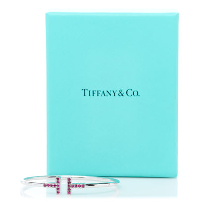 Tiffany 18K White Gold Ruby T Wire Bracelet 4 of 4