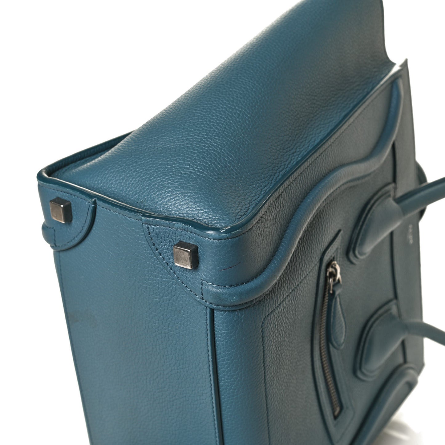 Drummed Calfskin Micro Luggage Slate