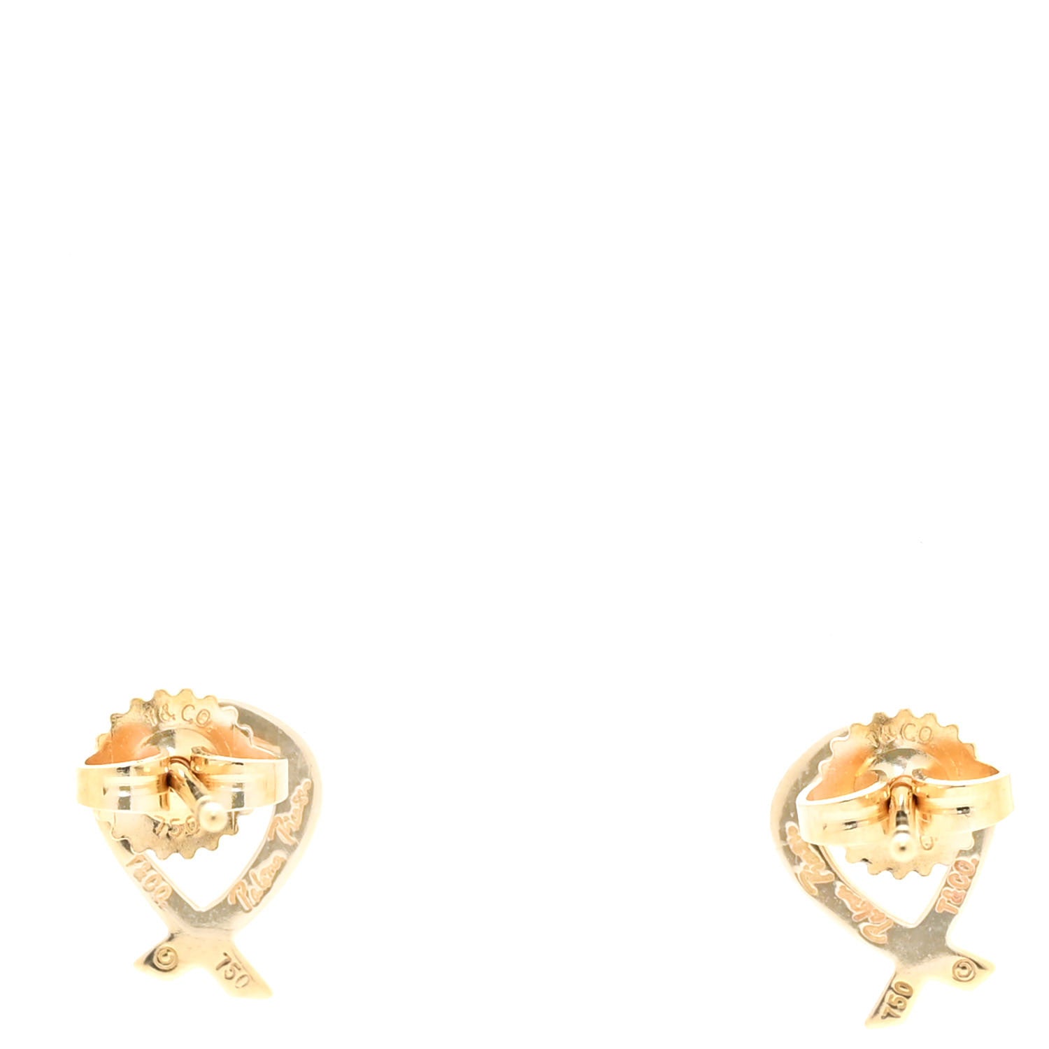 Tiffany 18K Yellow Gold Mini Paloma Picasso Loving Heart Earrings 3 of 7