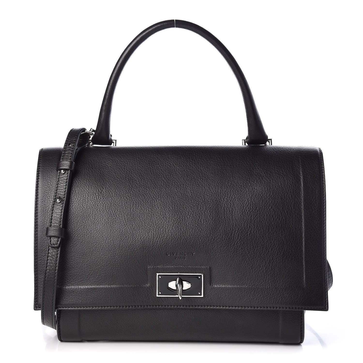 Givenchy Grained Calfskin Medium Shark Lock Satchel Black 1 of 9