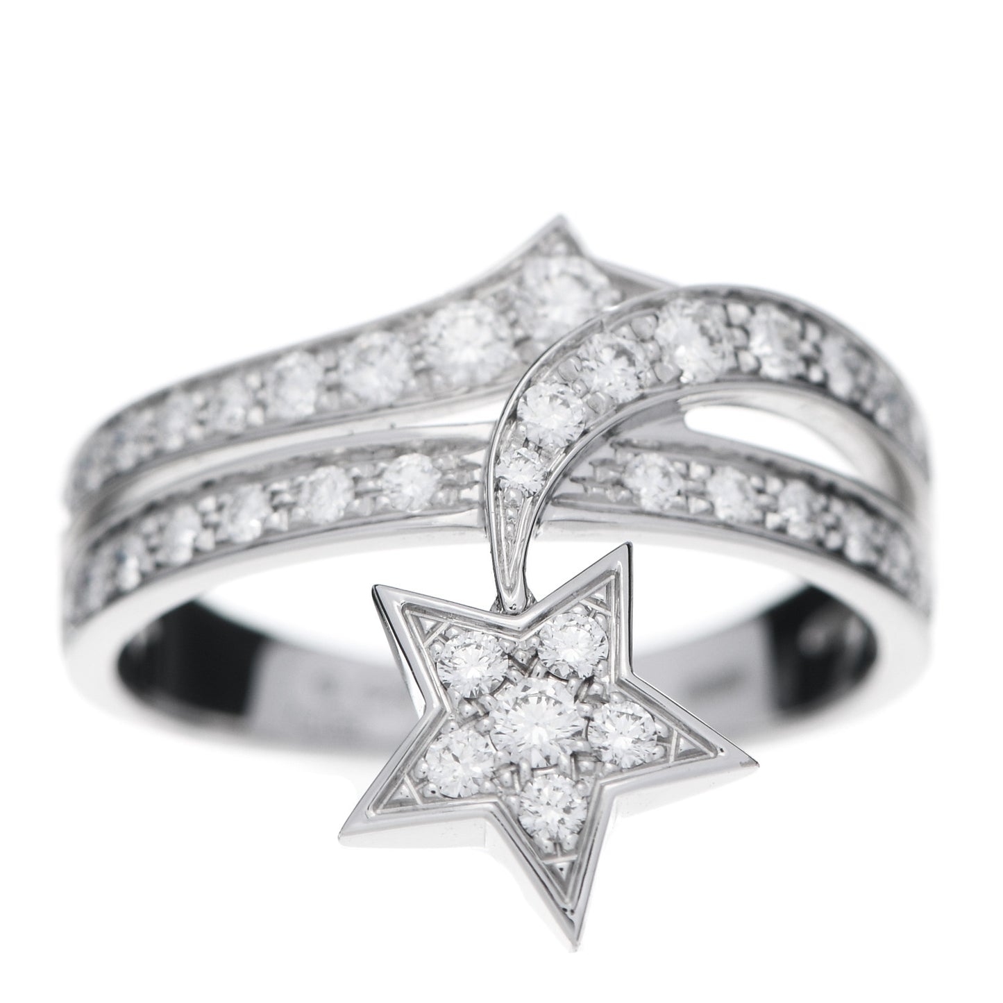 18K White Gold Diamond Etolie Filante Ring 51 5.75