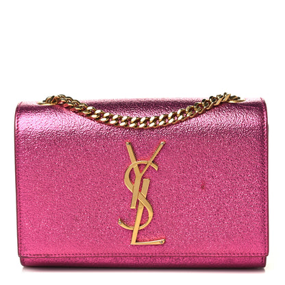 Saint Laurent Metallic Calfskin Small Classic Monogram Kate Satchel Fuchsia 1 of 9