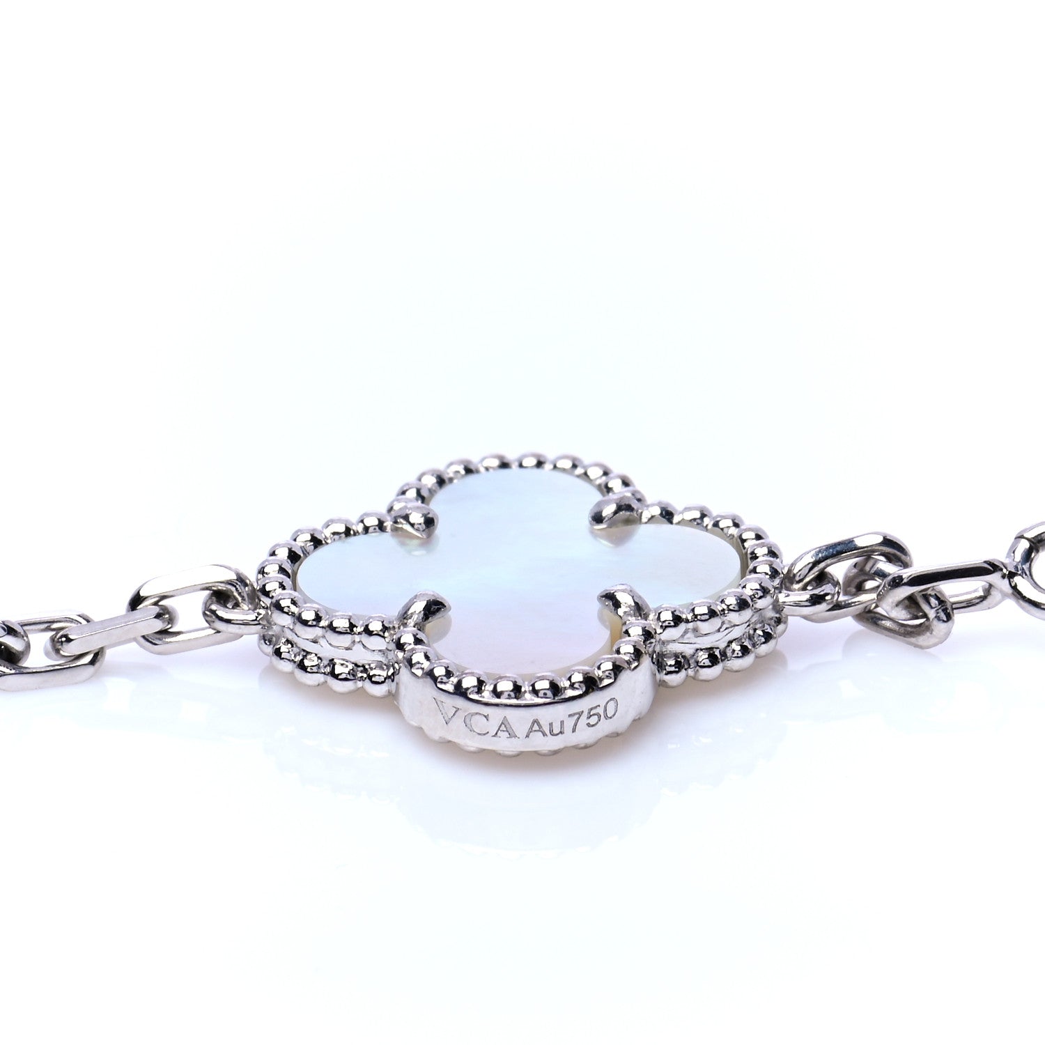 Van Cleef & Arpels 18K White Gold Mother of Pearl 20 Motifs Vintage Alhambra Necklace 4 of 6