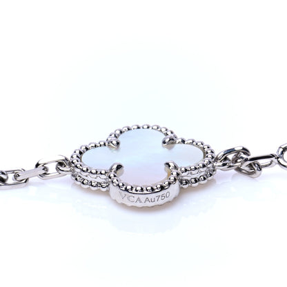 Van Cleef & Arpels 18K White Gold Mother of Pearl 20 Motifs Vintage Alhambra Necklace 4 of 6