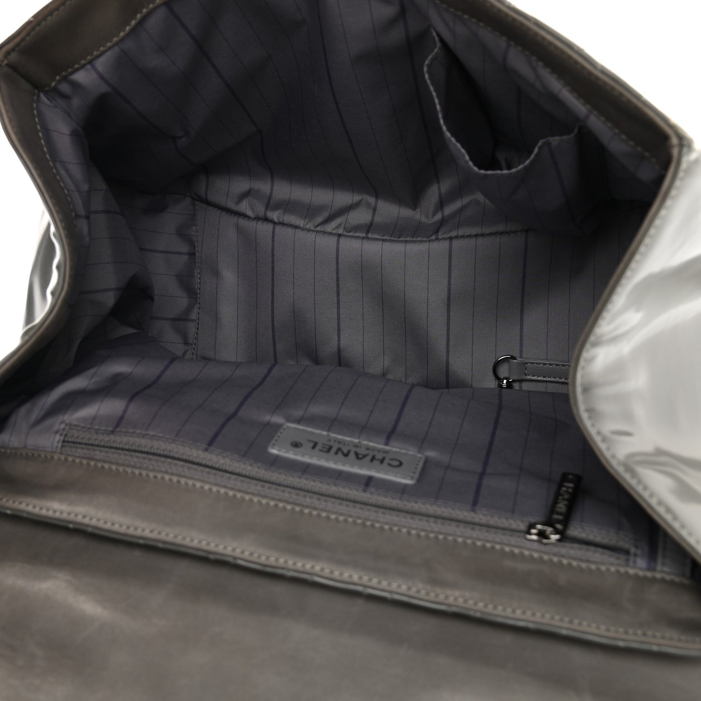 Glazed Calfskin Mademoiselle Lock Kelly Flap Bag Grey
