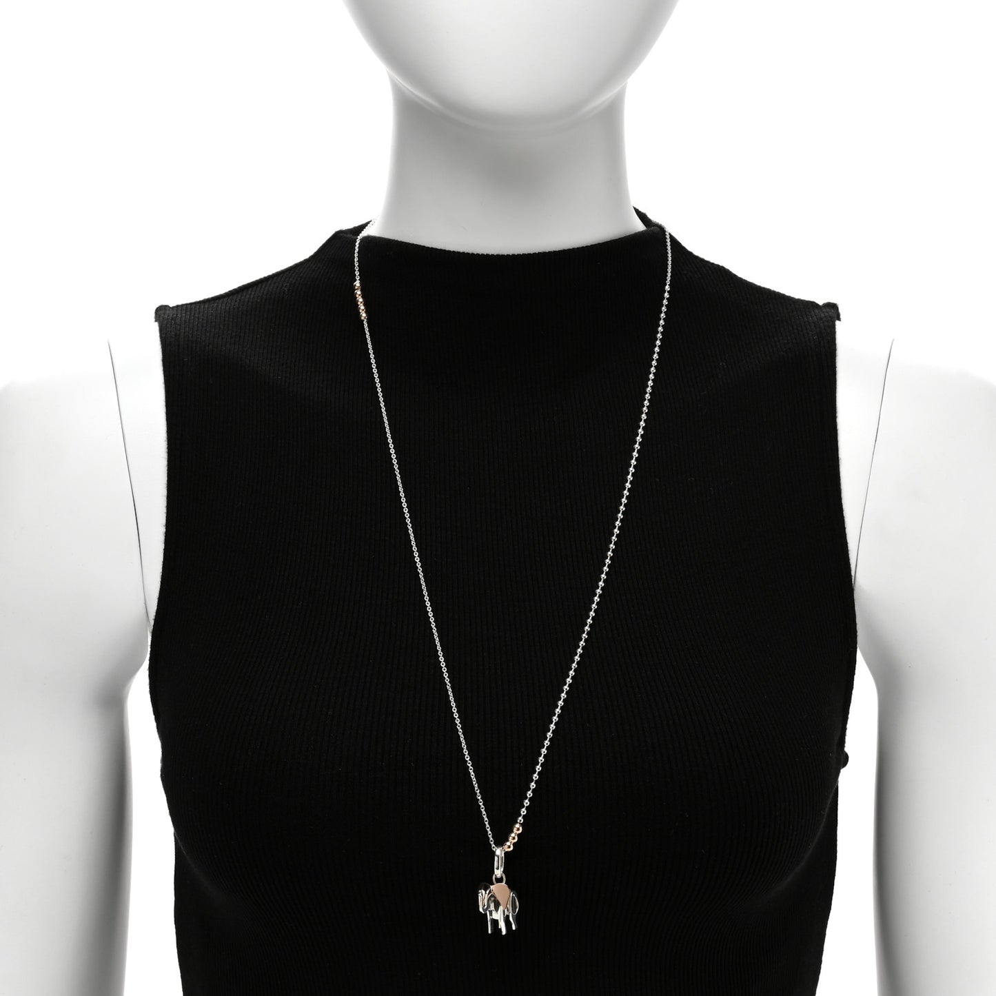 Sterling Silver 18K Rose Gold Save the Wild Elephant Pendant Bead Necklace