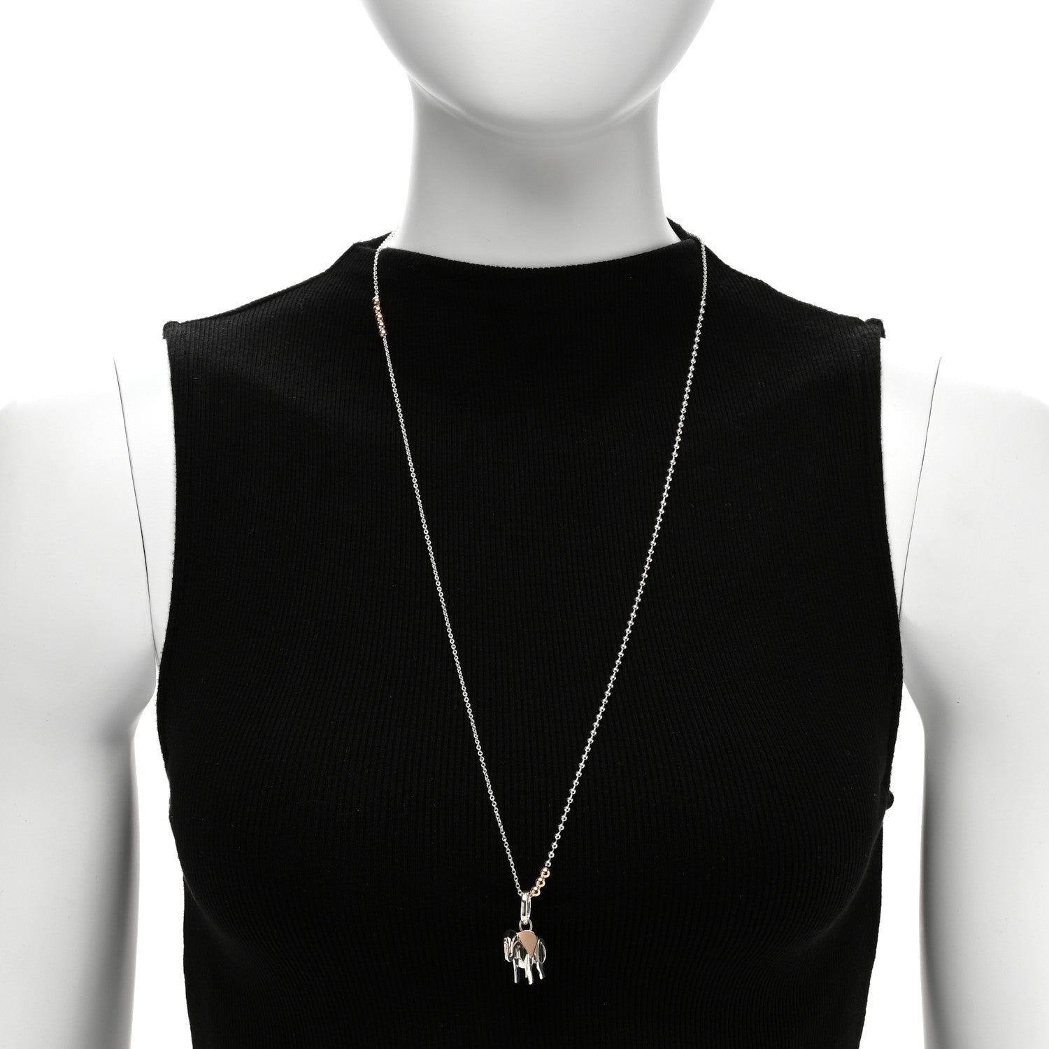 Tiffany Sterling Silver 18K Rose Gold Save the Wild Elephant Pendant Bead Necklace 2 of 5