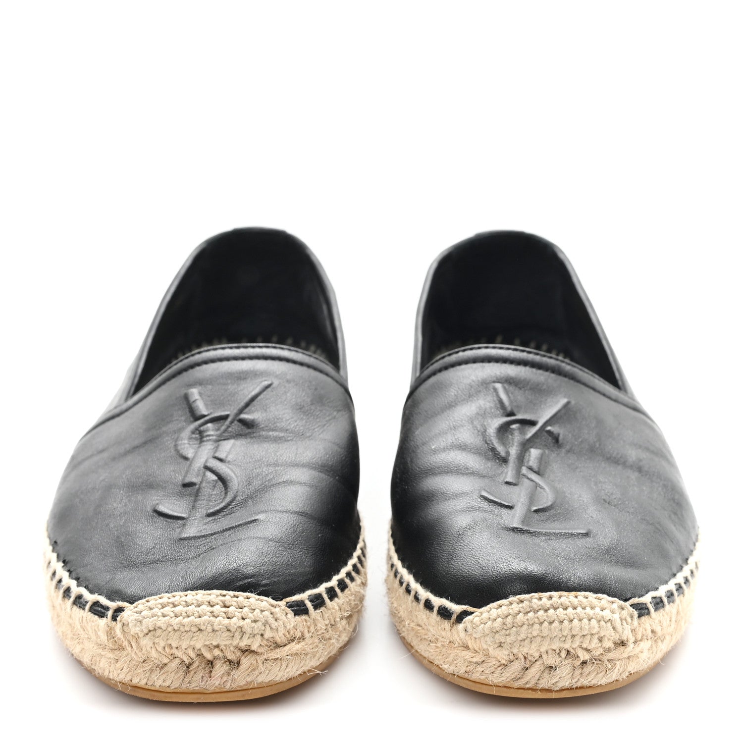 Saint Laurent Lambskin Monogram Espadrilles 39.5 Black 3 of 9