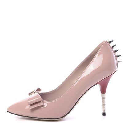 Gucci Patent GG Bow Sadie Spike High Heel Pumps 38 Perfect Pink 1 of 9