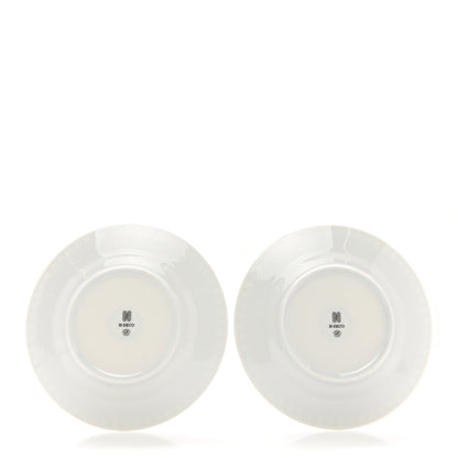 Hermes Porcelain H Deco Dessert Plates Set of 2 Black White 3 of 8