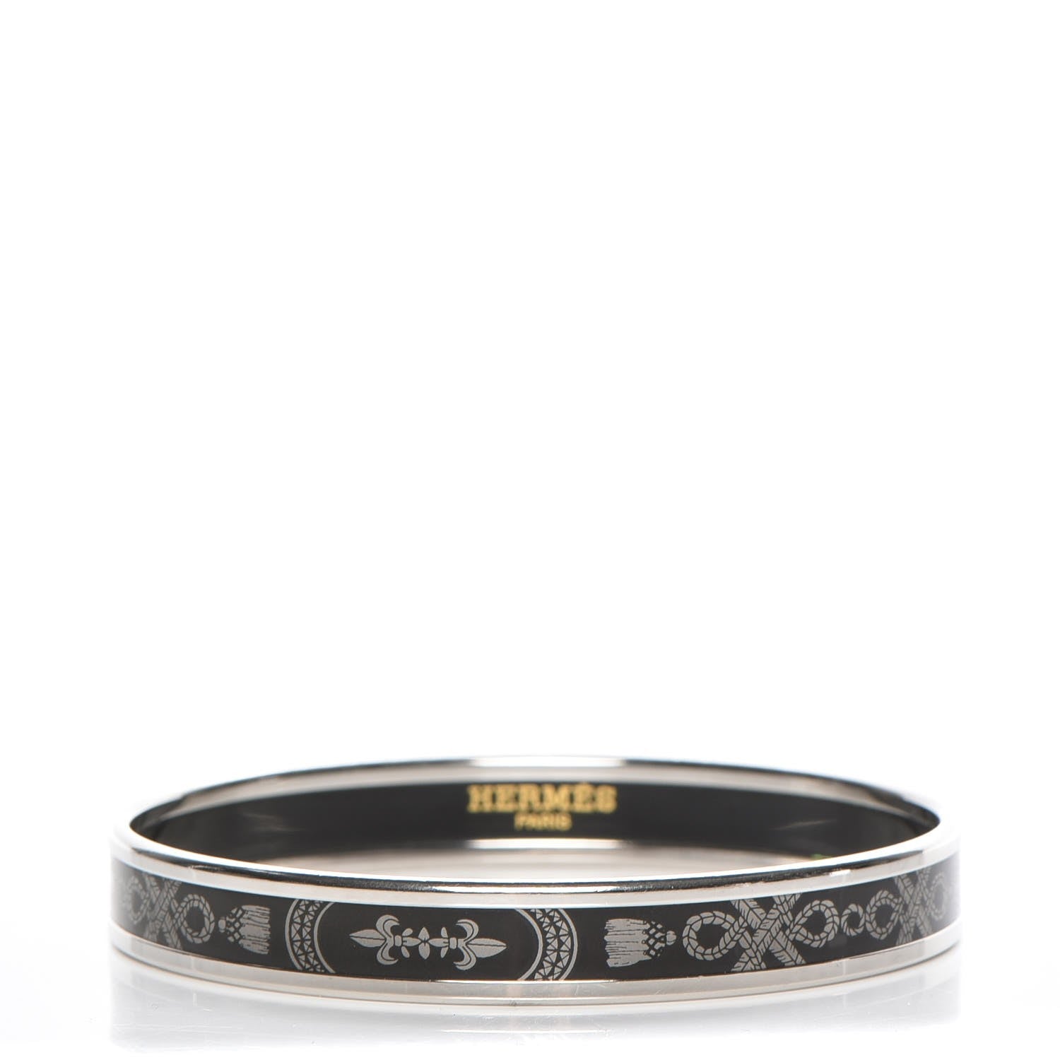 Hermes Enamel Printed Grand Apparat Narrow Bracelet 62 Black 1 of 6