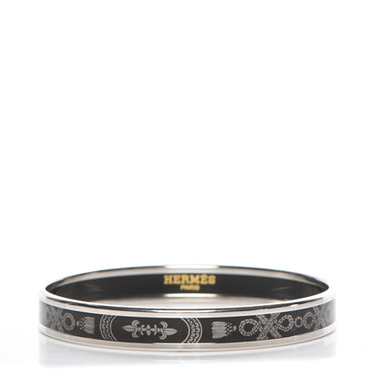 Hermes Enamel Printed Grand Apparat Narrow Bracelet 62 Black 1 of 6