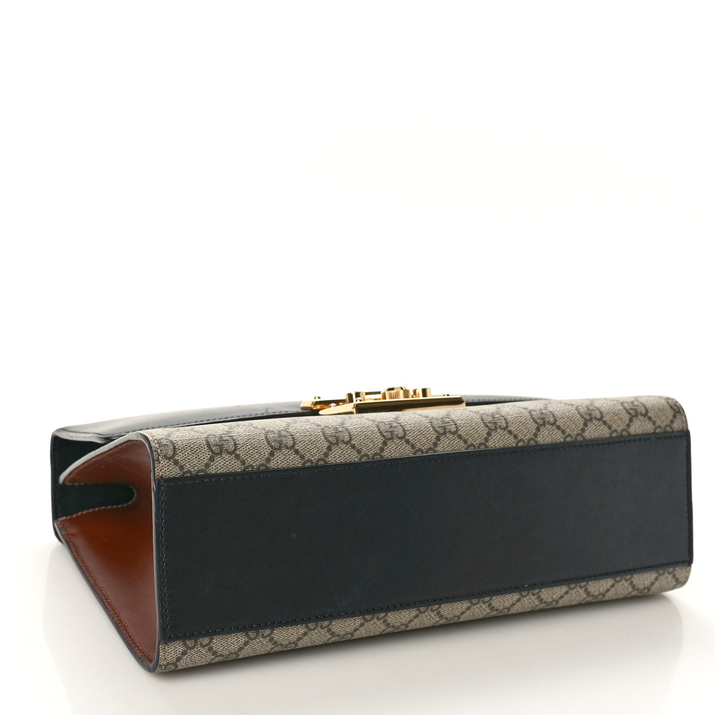 GG Supreme Monogram Calfskin Medium Padlock Shoulder Bag Beige Black Cuir