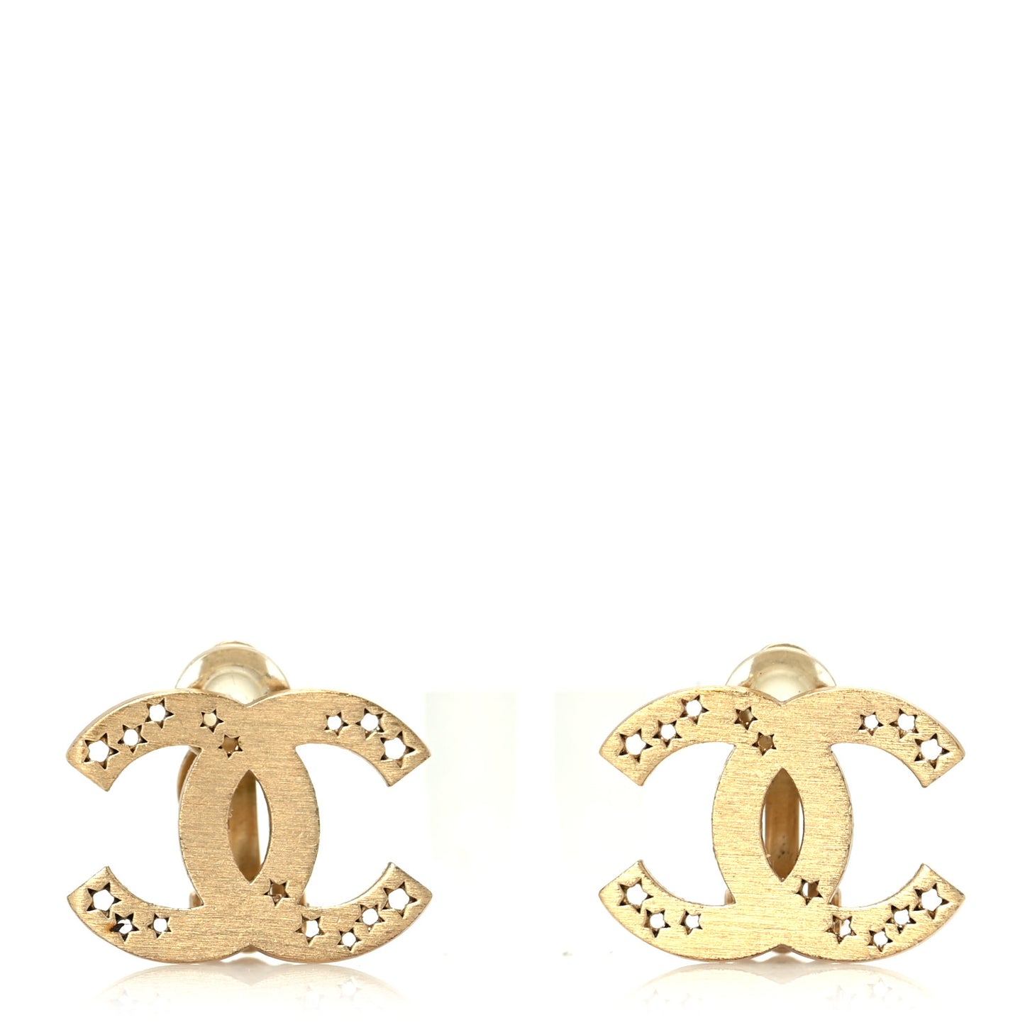 Star CC Clip On Earrings Gold