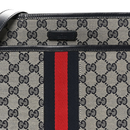 Gucci GG Supreme Monogram Web Flat Messenger Bag Navy 8 of 10