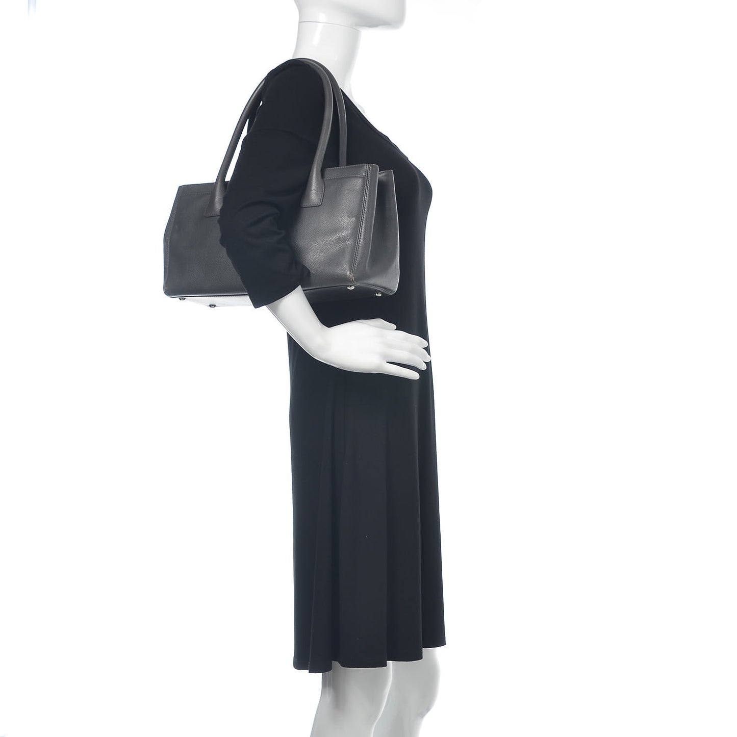 Calfskin Small Cerf Executive Shopper Tote Grey