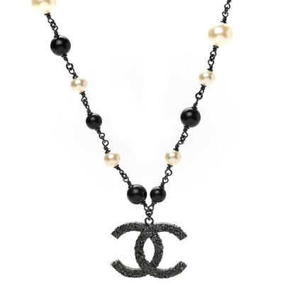 Chanel Ruthenium Beaded CC Short Necklace Black 1 of 6