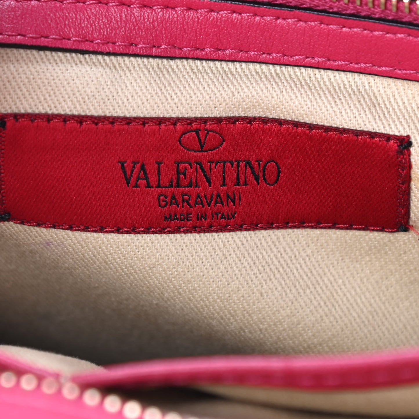 Vitello Rockstud Double Handle Tote Dark Pink
