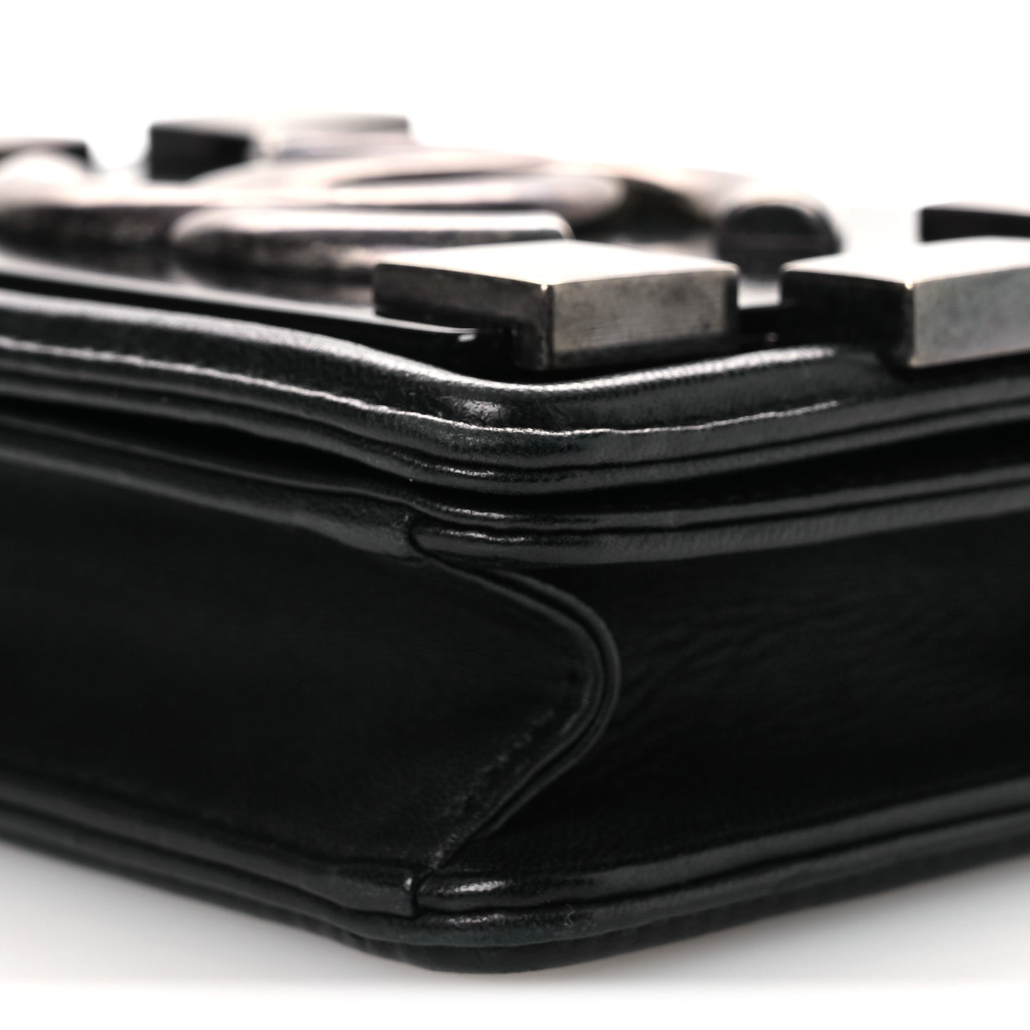 Plexiglass Lambskin Mini Boy Brick Flap Black