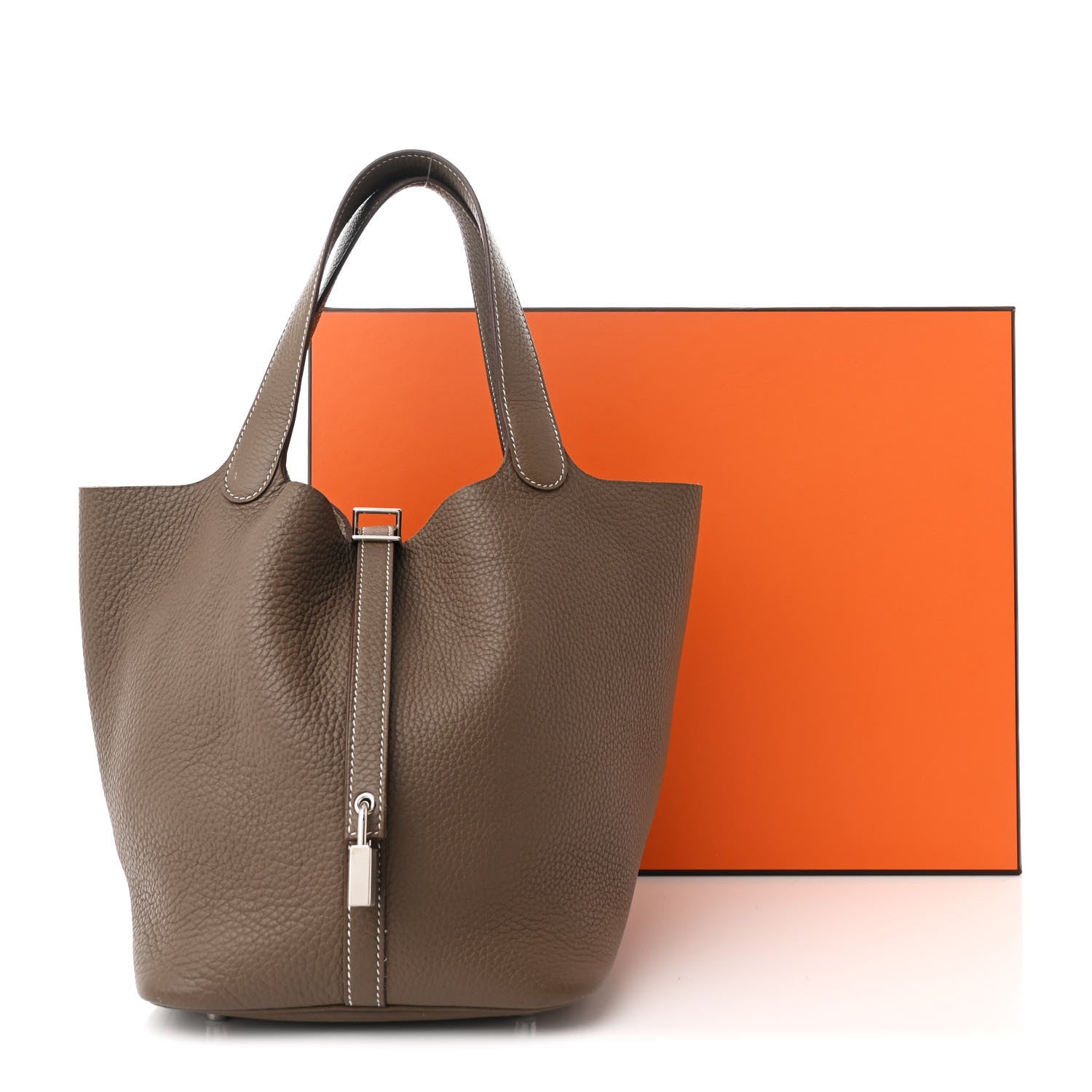 Hermes Taurillon Clemence Picotin Lock 22 MM Etoupe 12 of 12